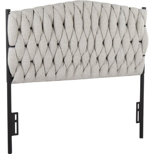 Braided Matisse Twin Headboard in Cream Fabric & Black Metal